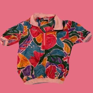 70s styled quarter zip up t shirt